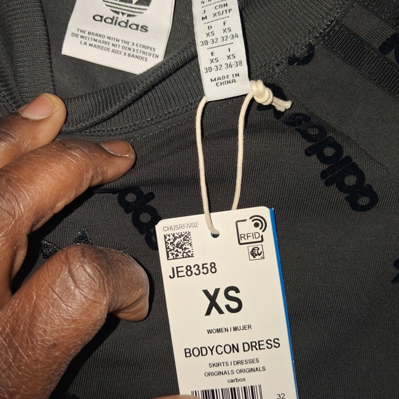 Adidas Women's Black/Gray Body Con Long Sleeve Dress - Picture 6 of 8